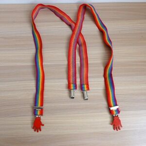 Suspender Rainbow Pride Clown Clip On Kidcore X Back Adjustable Strap Stretch